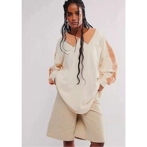FREE PEOPLE Madeleine Sweatshirt in Eggnog Combo NWT